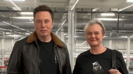 Elon Musk and Gail Alfar at Giga Texas