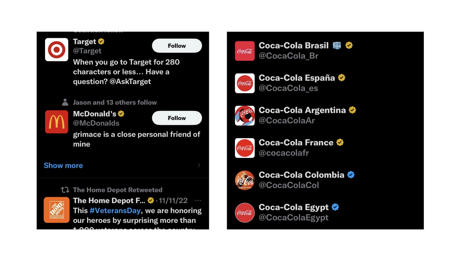 Square badges look good on Target, McDonald's, Home Depot and Coca-Cola