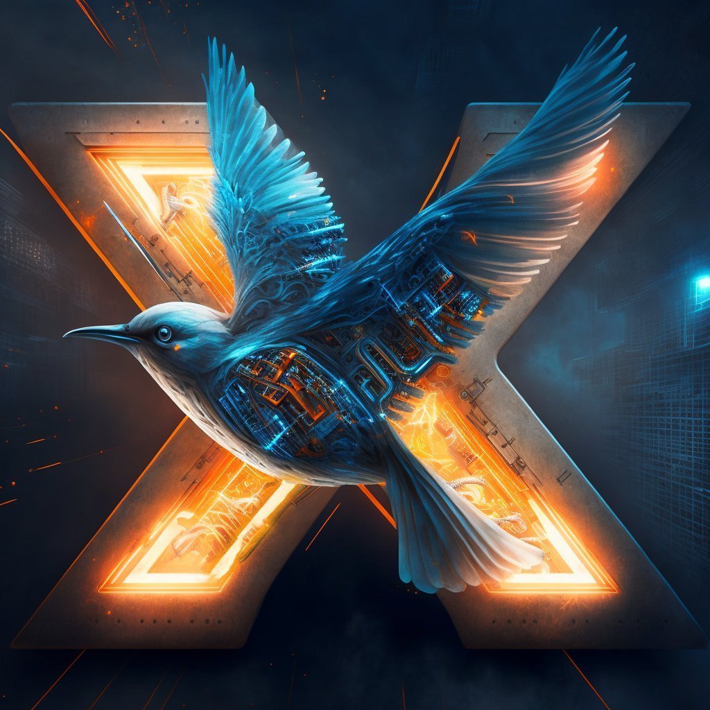 Twitter Bird over X. Unknown artist.